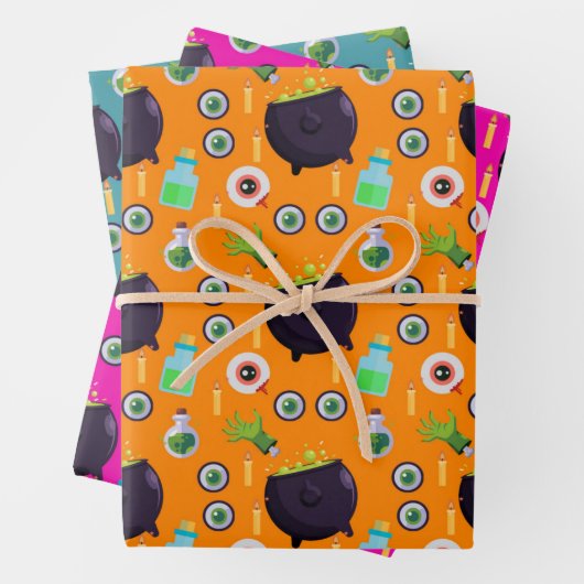 Bubbling Cauldron Magic Potion Eyeballs Halloween Geschenkpapier Set (Beispiel)