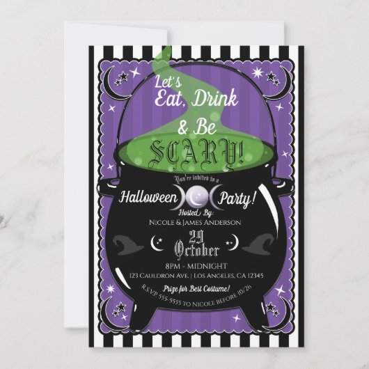 Bubbling Cauldron Whimsical Witz Halloween-Party Einladung (Vorderseite)
