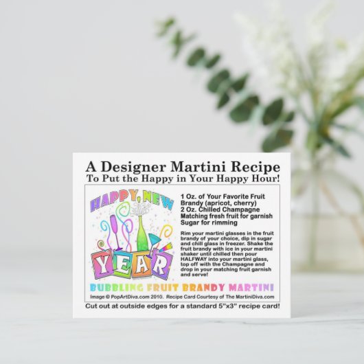 Bubbling Frucht Brandy Martini Rezept Postkarte (Stehend Vorderseite)