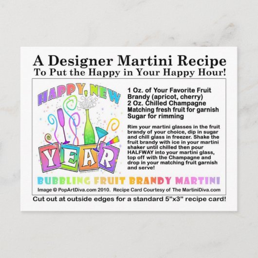 Bubbling Frucht Brandy Martini Rezept Postkarte (Vorderseite)