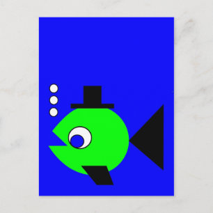 Bubbling Hat Fisch Postkarte