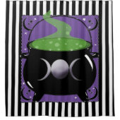 Bubbling Magic Cauldron Whimsical Hexe Halloween Duschvorhang (Vorderseite)