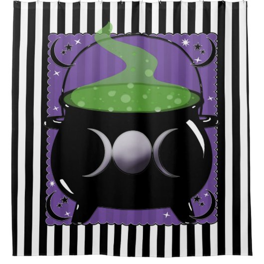 Bubbling Magic Cauldron Whimsical Hexe Halloween Duschvorhang (Vorderseite)