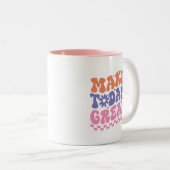 Bubbly 70s Style MAKE TODAY GREAT Cheerful Cute Zweifarbige Tasse (VorderseiteRechts)