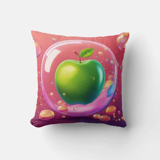 Bubbly Apple Dreams Art Design Polyester Throw Kissen (Vorderseite)