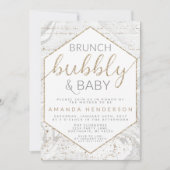 Bubbly & Baby Gray Marble Baby Shower Einladung (Vorderseite)