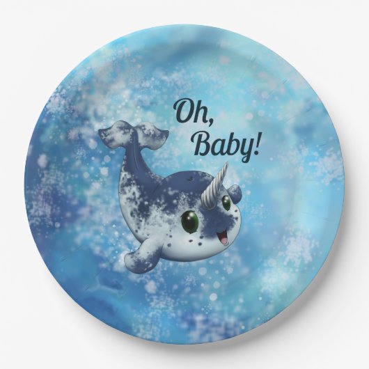 Bubbly Baby Narwhal Paper Plate Pappteller (Vorderseite)