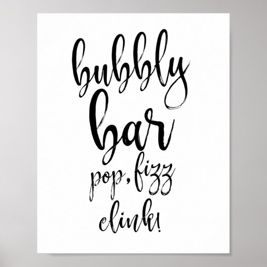 Bubbly Bar 8x10 Wedding Sign Poster (Vorne)