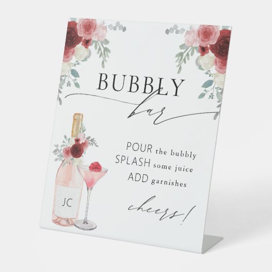 Bubbly Bar Brautparty Pedestal Sign Sockelschild (Vorderseite)