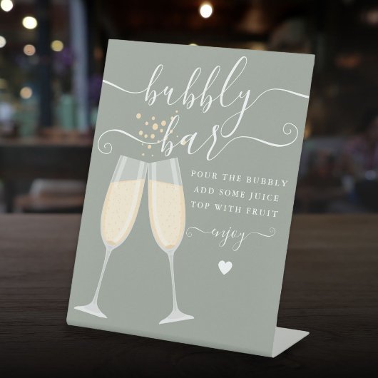 Bubbly Bar Brautparty Wedding Sage Green Sockelschild