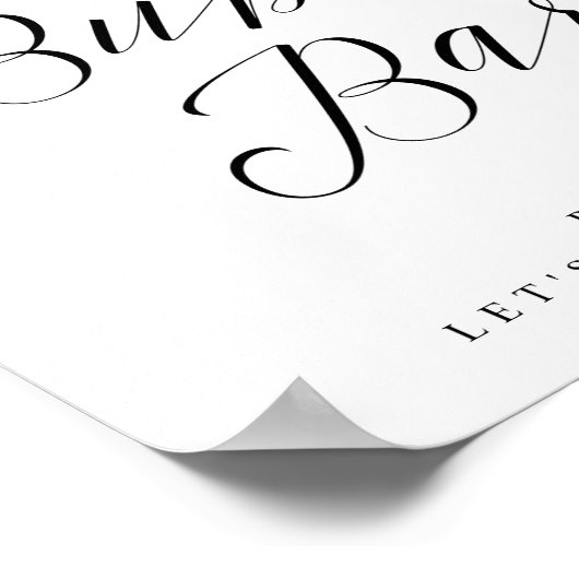 Bubbly Bar Chic Brautparty oder Hochzeitszeichen Poster (Ecke)