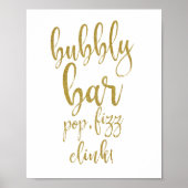 Bubbly Bar Gold Glitzer 8x10 Wedding Sign Poster (Vorne)