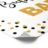 Bubbly Bar Party Sign Black and Gold Glitzer Poster (Ecke)