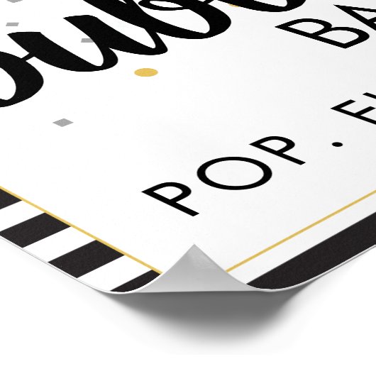 Bubbly Bar Party Sign Black und Gold Poster (Ecke)