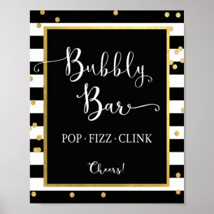 Bubbly Bar Pop Fizz Clink Sign Poster