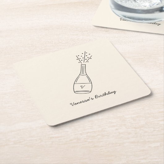 Bubbly Birthday wünscht Champagner Flasche Rechteckiger Pappuntersetzer (angewinkelt)