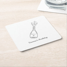 Bubbly Birthday wünscht Champagner Flasche Rechteckiger Pappuntersetzer