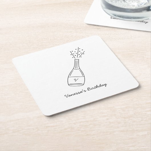 Bubbly Birthday wünscht Champagner Flasche Rechteckiger Pappuntersetzer (angewinkelt)