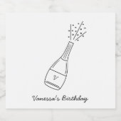 Bubbly Birthday wünscht Champagner Flasche Schaumweinetikett (Einzelnes Label)