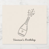 Bubbly Birthday wünscht Champagner Flasche Schaumweinetikett (Einzelnes Label)