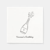 Bubbly Birthday wünscht Champagner Flasche Serviette (Vorderseite)