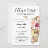 Bubbly & Blooms bevor ich Brautparty Invitati mach Einladung (Vorderseite)