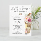 Bubbly & Blooms bevor ich Brautparty Invitati mach Einladung (Stehend Vorderseite)