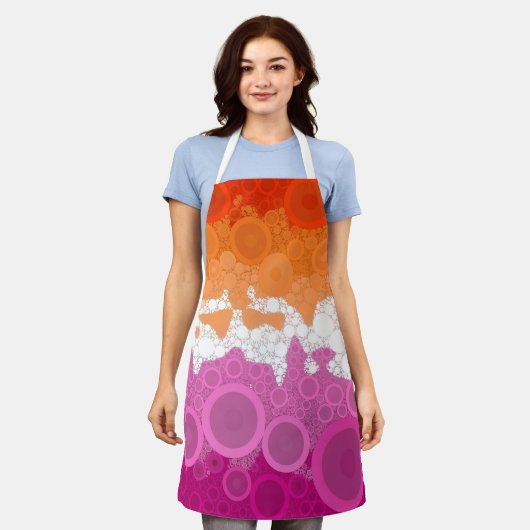 Bubbly Bohemisch Groovy Abstrakt Lesbian Pride Fla Schürze (Getragen)