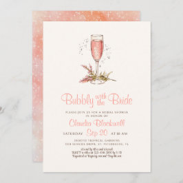 Bubbly Brautparty Peach Apricot Einladung