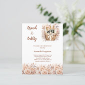 Bubbly brunch Beige Bridal Dusche Einladung (Stehend Vorderseite)