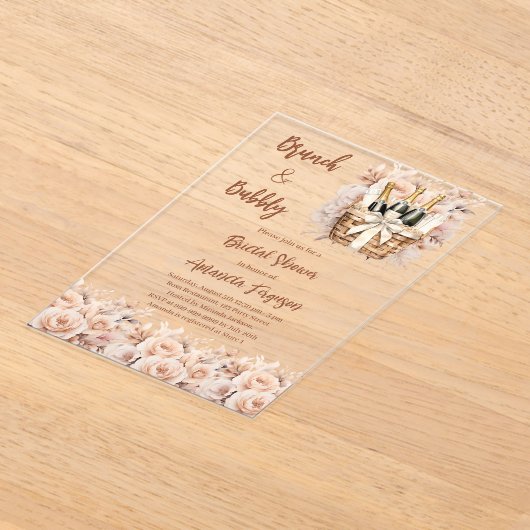 Bubbly brunch beige pfirsichfarbene Rose Brautpart Acryleinladungen (Ablage )