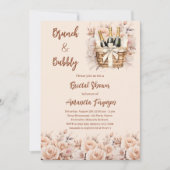 Bubbly brunch beige pfirsichfarbene Rose Brautpart Einladung (Vorderseite)