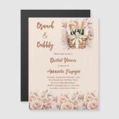 Bubbly brunch beige pfirsichfarbene Rose Brautpart Magneteinladung (Vorne/Hinten)