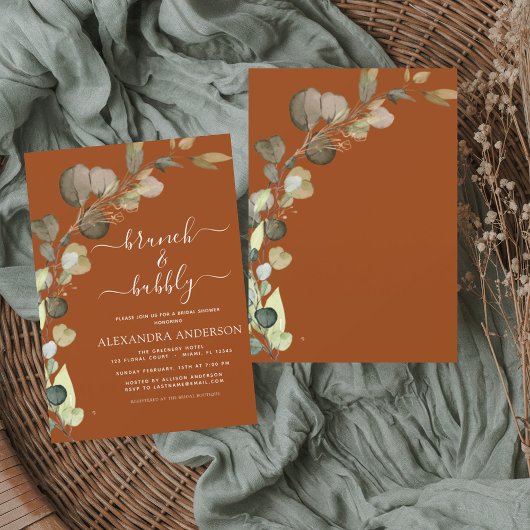 Bubbly Brunch & Burnt Orange Einladung Flyer