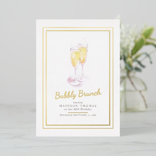 Bubbly brunch Champagner Bubbles Event 40. Folieneinladung (Stehend vorne)