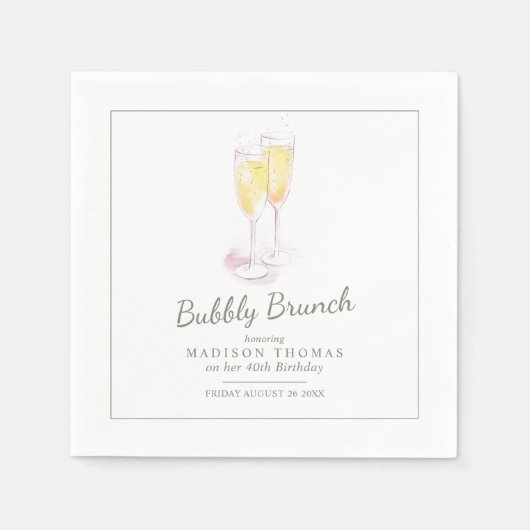 Bubbly brunch Champagner Bubbles Event Servietten (Vorderseite)