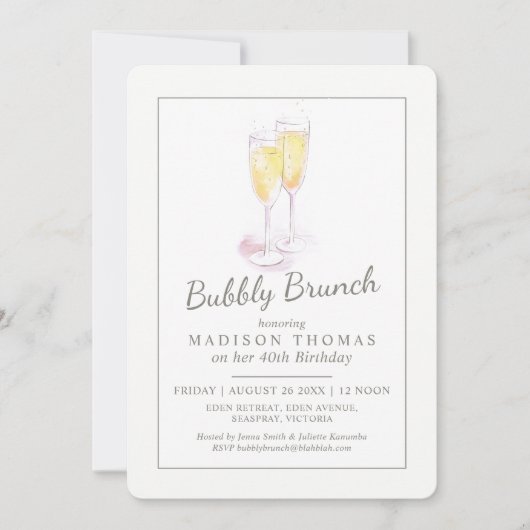 Bubbly brunch Champagner Veranstaltung Einladung (Vorderseite)