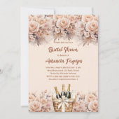 Bubbly brunch Creme Beige Rose Brautparty Einladung (Vorderseite)