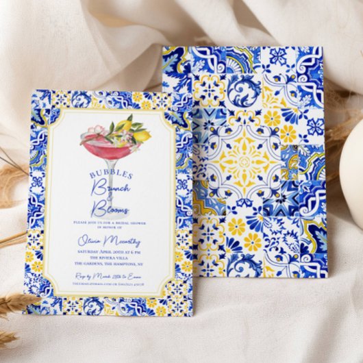 Bubbly Brunch Mediterranean Lemon Brautparty Einladung