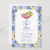 Bubbly Brunch Mediterranean Lemon Brautparty Einladung (Vorderseite)