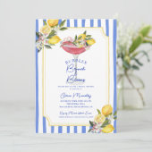 Bubbly Brunch Mediterranean Lemon Bridal Shower Einladung (Stehend Vorderseite)