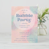 Bubbly Bubble Party Birthday Party Einladung (Stehend Vorderseite)