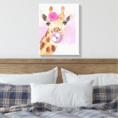 Bubbly Bubblegum Blume Giraffe Leinwanddruck (Insitu (Schlafzimmer))