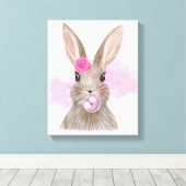 Bubbly Bubblegum Rabbit Wall Art Leinwanddruck (Insitu (Holzboden))