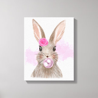 Bubbly Bubblegum Rabbit Wall Art Leinwanddruck