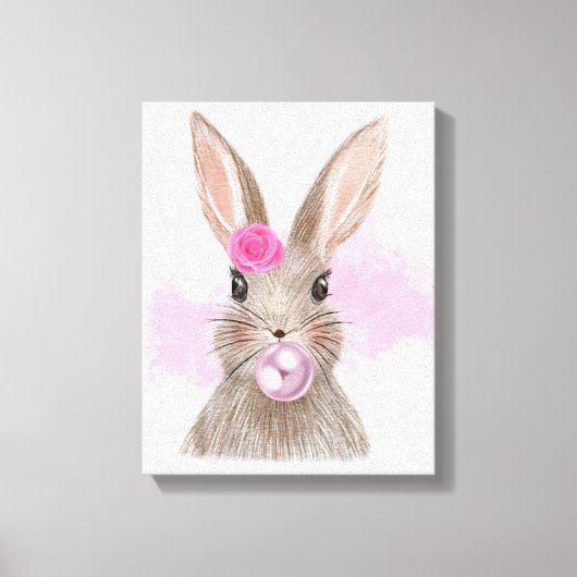 Bubbly Bubblegum Rabbit Wall Art Leinwanddruck (Vorderseite)