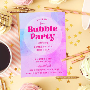 Bubbly Bubbly Party Birthday Party Lila Hot Pink Einladung