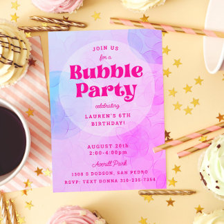 Bubbly Bubbly Party Birthday Party Lila Hot Pink Einladung
