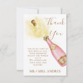 Bubbly Champagne Begrüßte Paare Verlobung Foto Dankeskarte (Vorderseite)