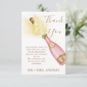 Bubbly Champagne Begrüßte Paare Verlobung Foto Dankeskarte (Stehend Vorderseite)